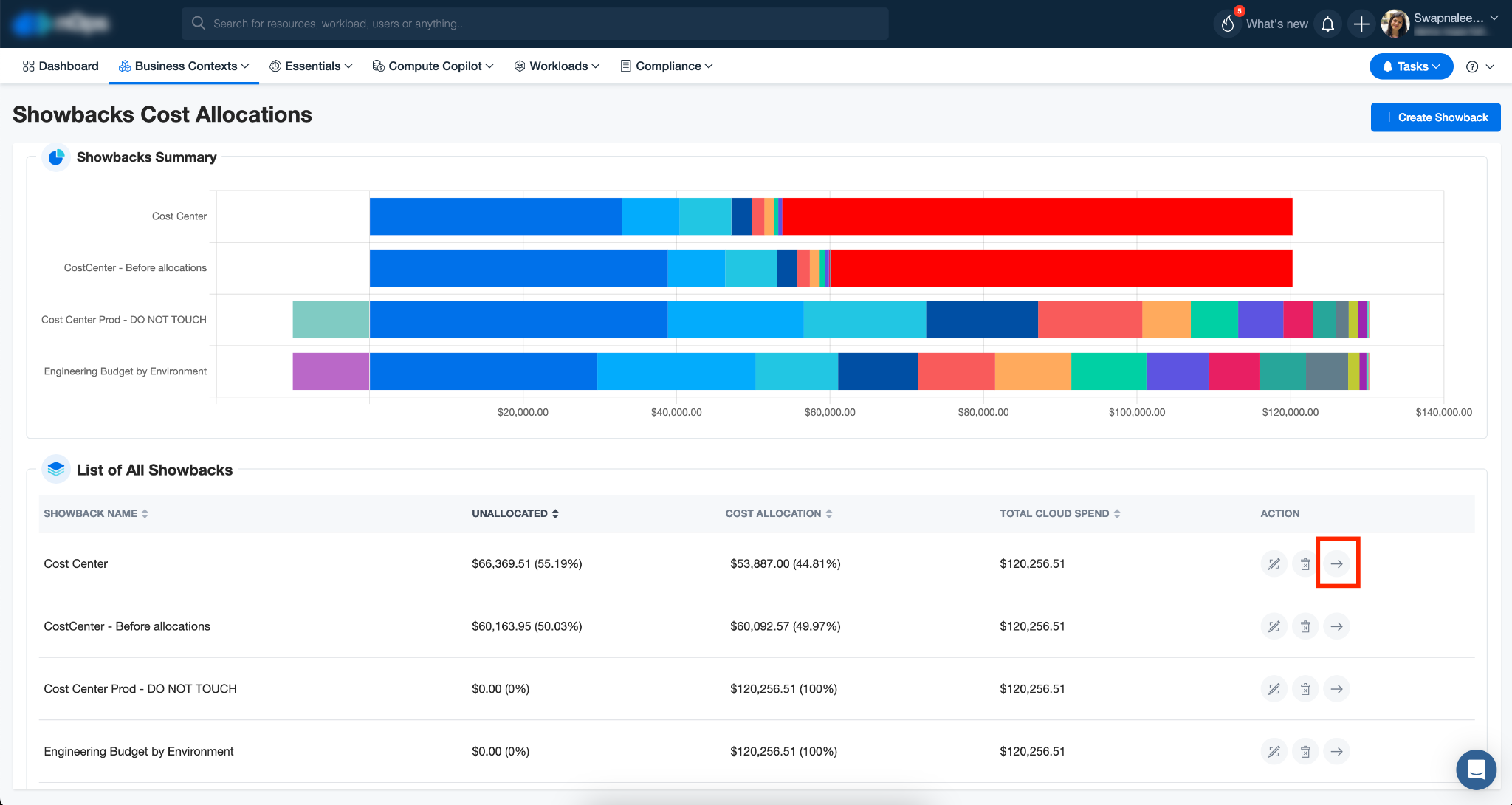 Fine-tuned control over team member access to specific showbacks in the nOps dashboard