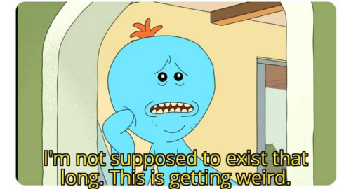 Image of Mr. Meeseeks - a character from the TV show "Rick and Morty.