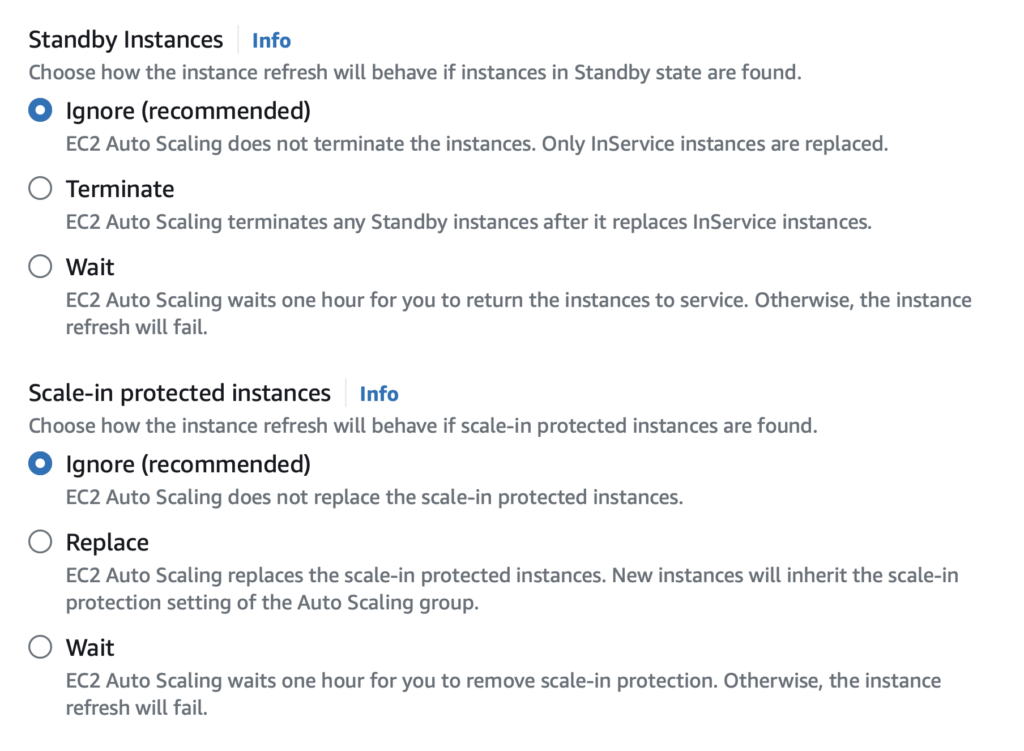 Define what to do with Standby and Scale-in protected instances