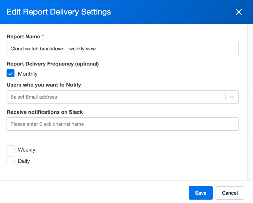 edit report delivery settings